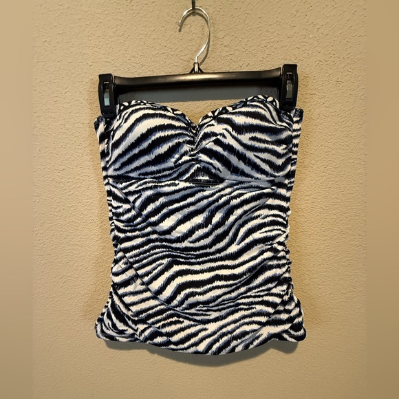 Tommy Bahama Other - Tommy Bahama Black, Blue and White Zebra Print Tankini Top Adjustable Strap NWOT